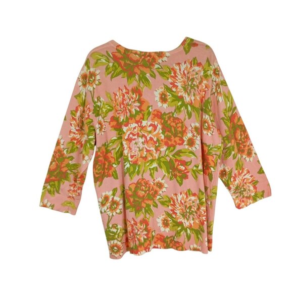 Isaac Mizrahi Live Floral Cardigan Sweater Button Sz 1X 100% Cotton Lightweight - Picture 6 of 10
